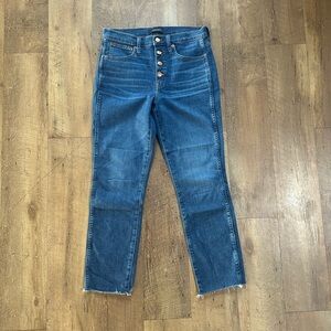 J.Crew Button Fly Cropped Jeans Raw Hem Size 27 High Rise Straight